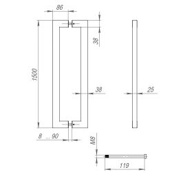 Ручка-скоба FUARO PH-26-38/1500-INOX black нержавейка 304 /45505/