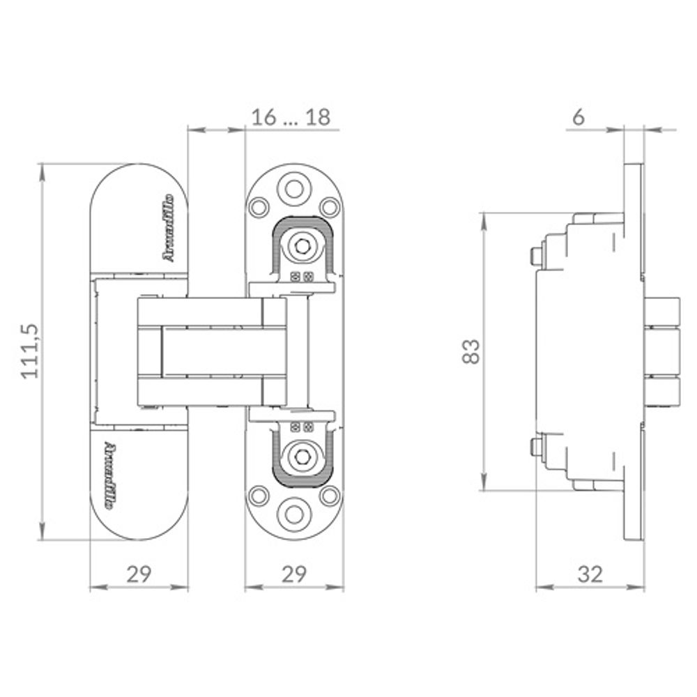 Петля скрытой установки ARMADILLO U3D6002.TG SG мат.золото /59269/ (1шт)