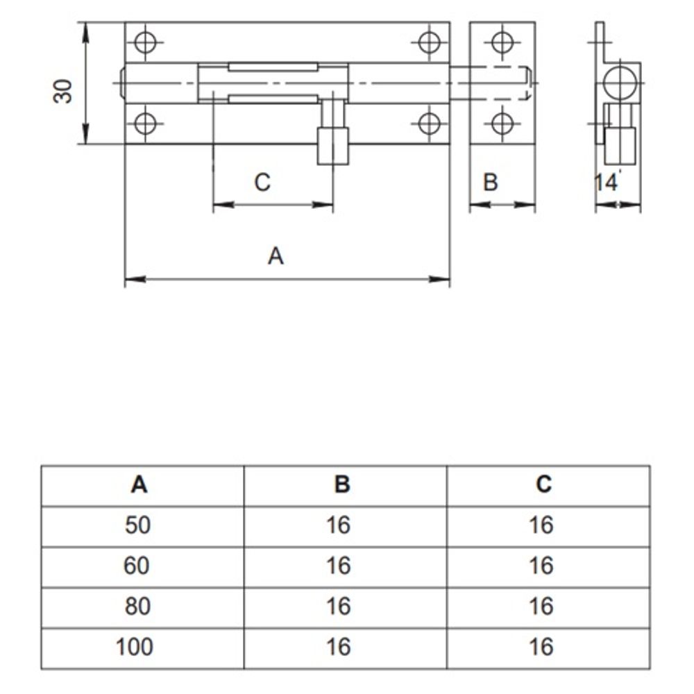 Шпингалет дверной APECS DB-05-100 CR хром