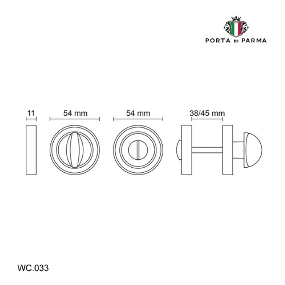 Ручка поворотная PORTA DI PARMA WC.033.06 PVD золото