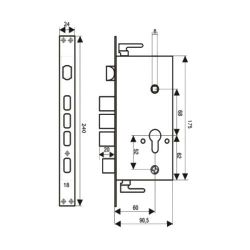 Корпус замка на китайскую дверь 2524 - 3Р (632) (ЗВ1-09 СТ) (24)