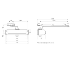 Доводчик дверной AJAX DCTR50-100 DA AL алюминий /58823/