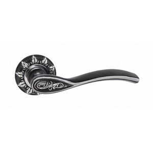 Ручка дверная RENZ 17-10 B/CP "Флория" (черный/хром блестящий)