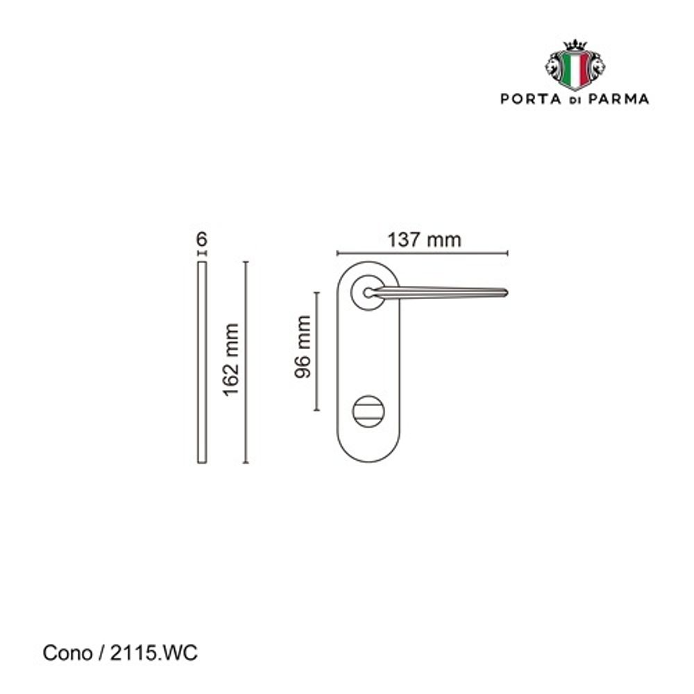 Ручка на планке PORTA DI PARMA Cono WC SG мат. золото