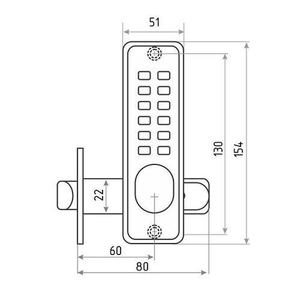 Кодовый замок НОРА-М 101 c фиксатором (матовый никель)
