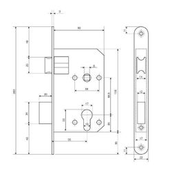 Замок врезной APECS 1425 AB бронза