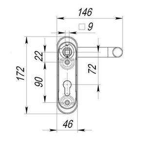 Ручка дверная FUARO DH-043P-KNOB NE нейлон, квадрат 9x90 мм, черная /36101/