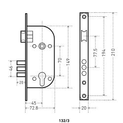 Замок врезной АЛЛЮР 132/3 CP хром