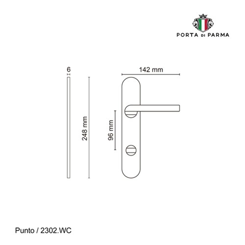 Ручка на планке PORTA DI PARMA Punto WC PVD золото