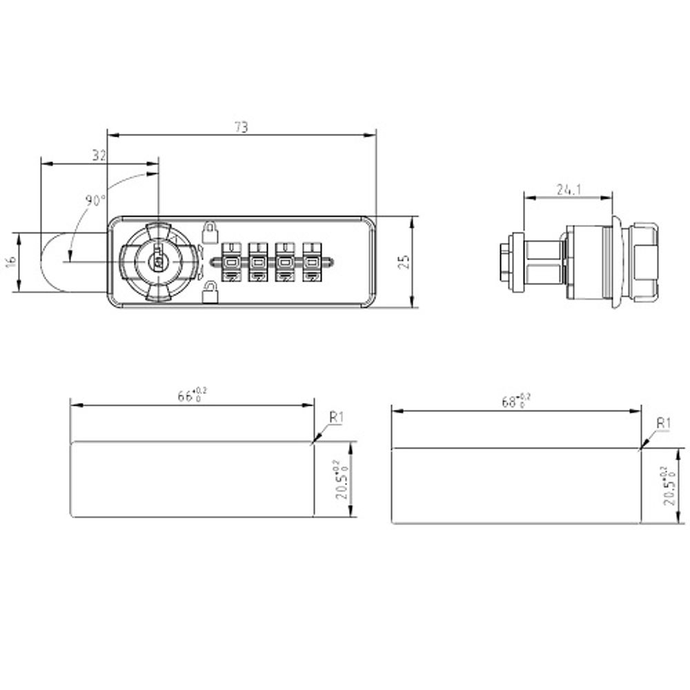 Замок мебельный кодовый механический DMZ-6088R-90 (без мастер-ключа)
