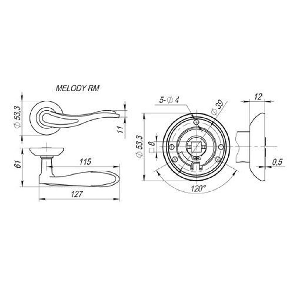Ручка раздельная FUARO MELODY RM SN/CP-3 мат.никель/хром /23655/