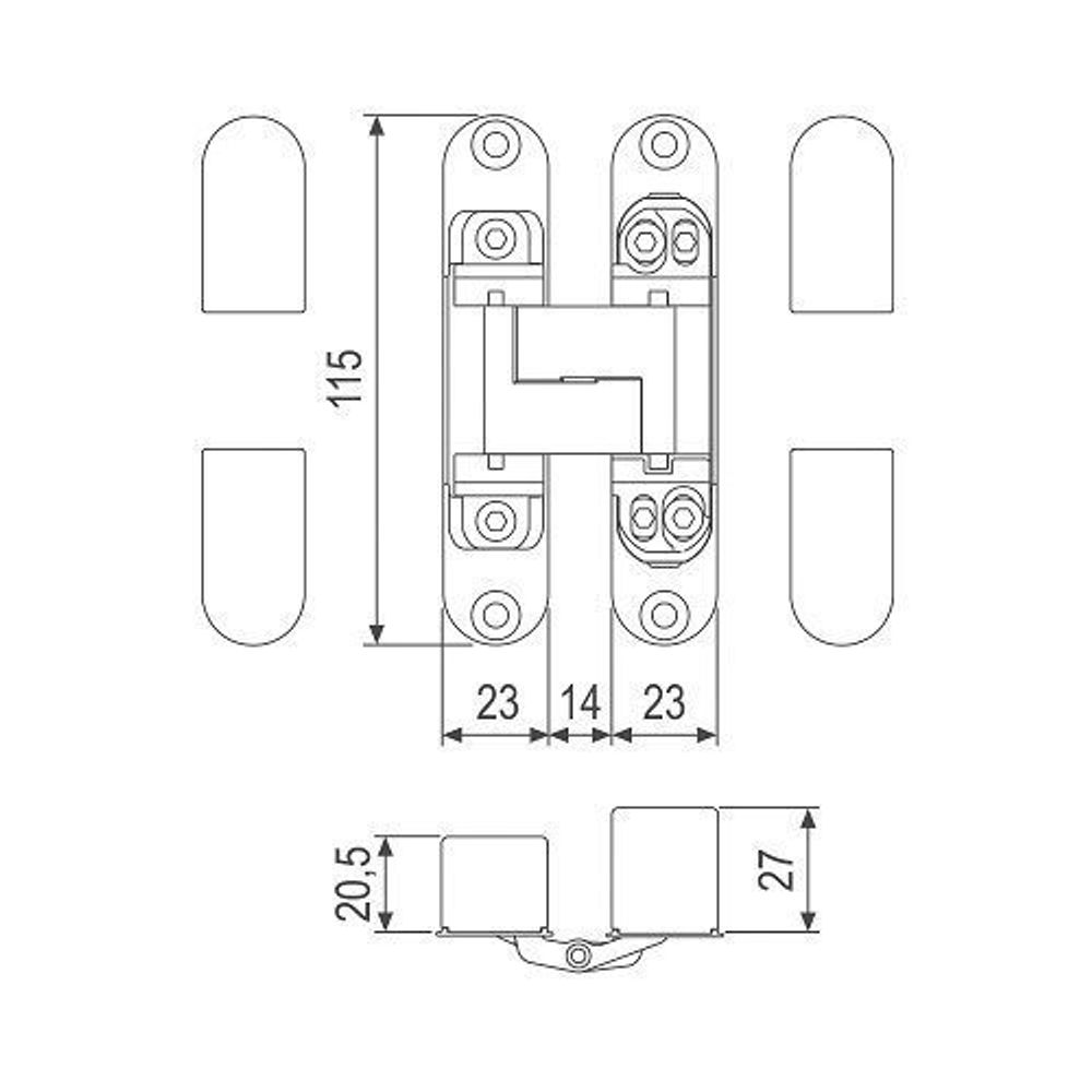 Петля скрытой установки AGB ECLIPSE 3.0 E30200.02.23 (мат.латунь) /49379/ (1 шт)