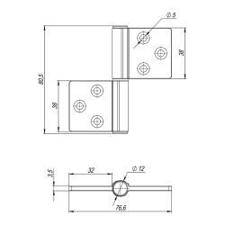 Петля универсальная флажковая ARMADILLO IN3800UR-FSG флор. золото /57535/