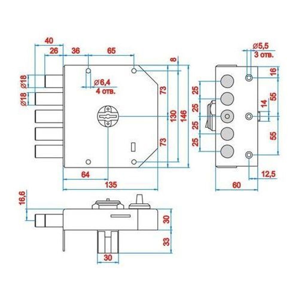Замок накладной ЭЛЬБОР 1.06.61.5.КМА Гранит