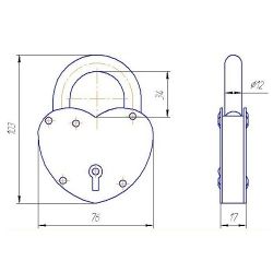 Замок навесной ЗВС-2 "сердечко" золото