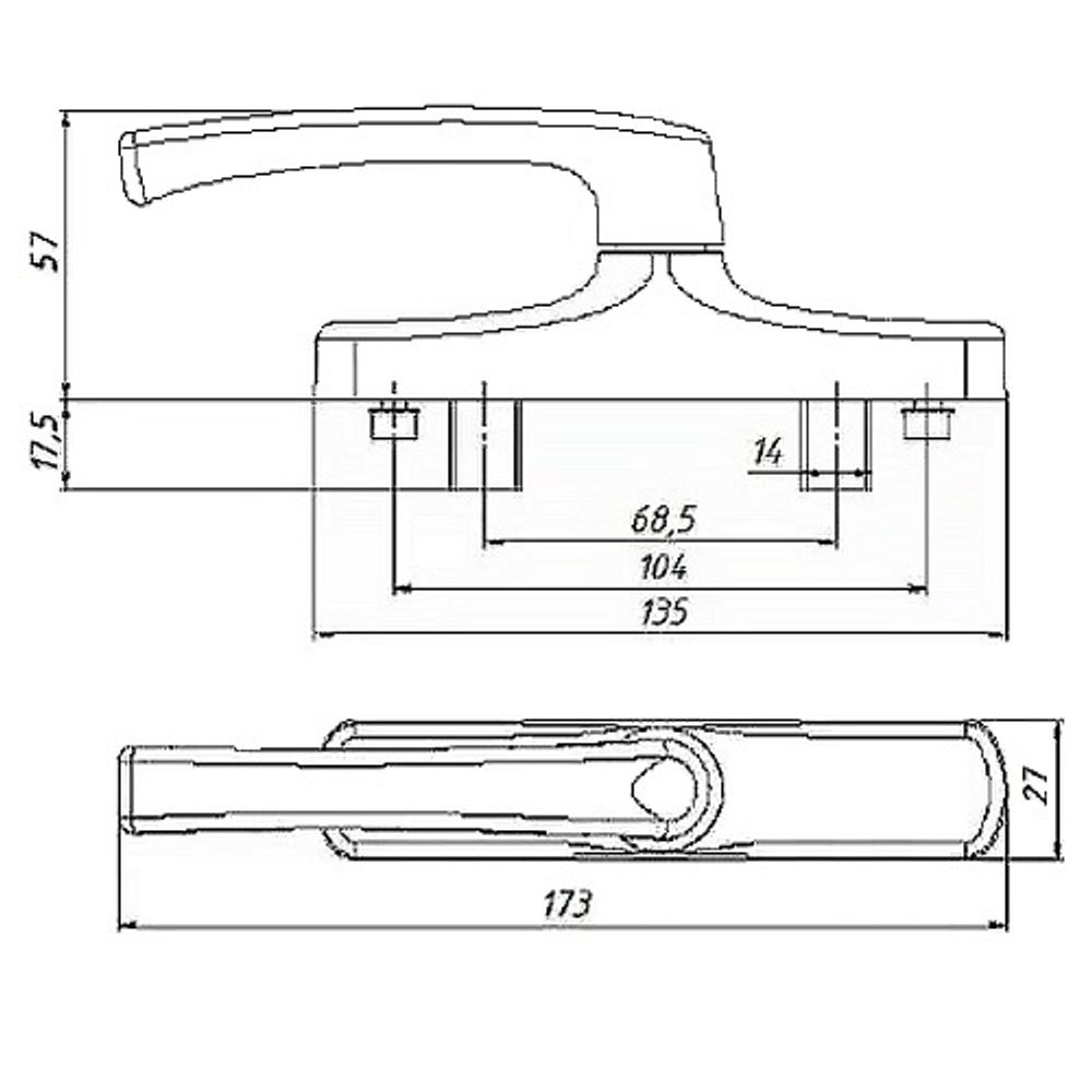 Ручка поворотная для PROVEDAL с ригелями