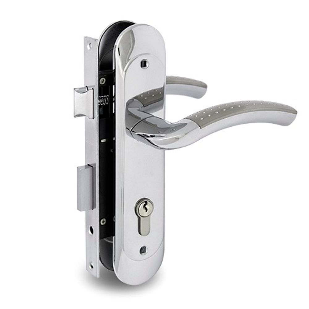 Замок врезной с ручками PALLADIUM ЗВ-1702 SC/CP мат.хром/хром