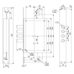 Замок врезной ГАРДИАН ЗВ 20.02 Т (5 кл. ЗК.202 Н) длинный ключ /33303/