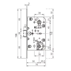 Замок межкомнатный AGB WC MEDIANA EV B01102.50.12 (античная бронза) без отв.планки /21725/