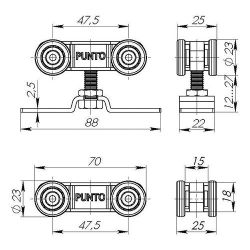 Комплект роликов для раздвижных дверей PUNTO Soft LINE 45/4 /38355/