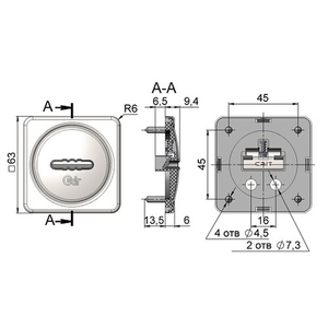 Накладка сувальдного замка КРИТ КлС-К11 Хп/Хш хром (1 шт)