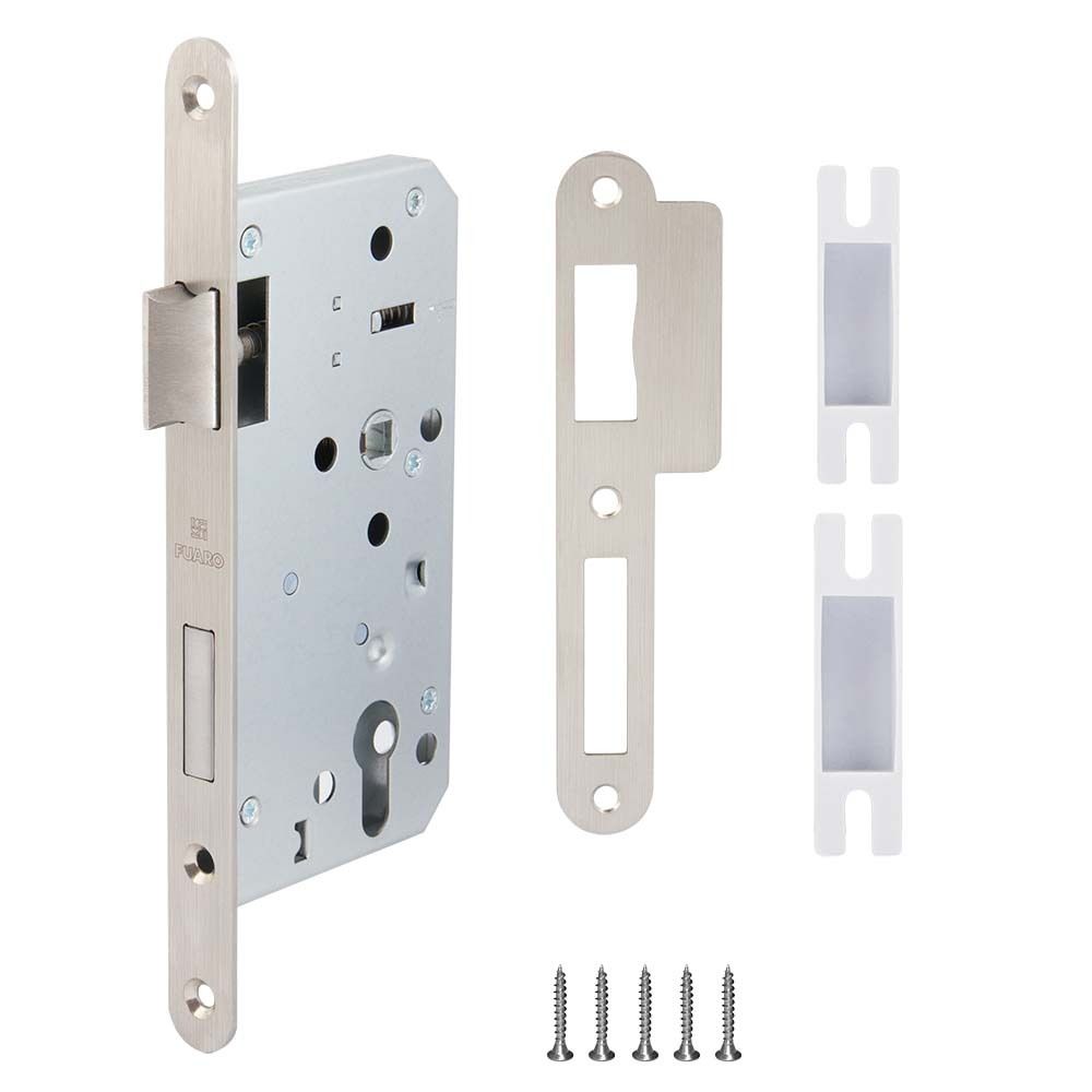 Замок врезной FUARO (INOX) под цилиндр, бексет 55, лицевая 20, м/о 72 мм /45011/