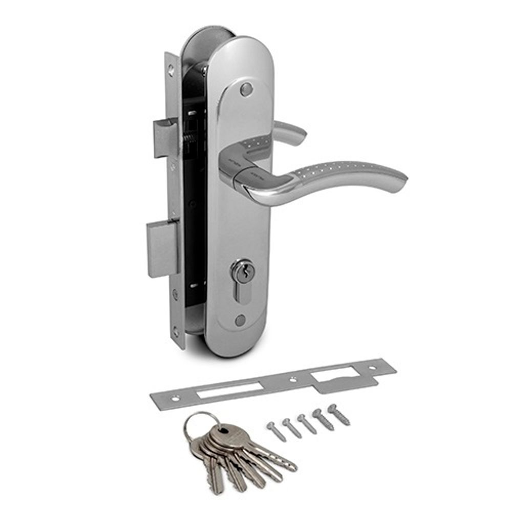Замок врезной с ручками PALLADIUM ЗВ-1852 SC/CP мат.хром/хром