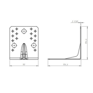 Уголок крепежный КУНГУР 105х105х90х2,0 усил.цинк (1 шт)