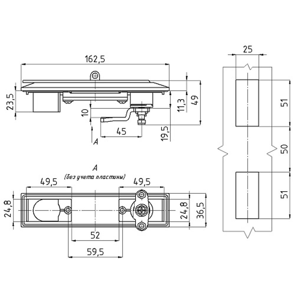 Замок мебельный MS-8611-3-3KA (ригель изогнутый на 10мм, мастер ключ, под навесной замок)