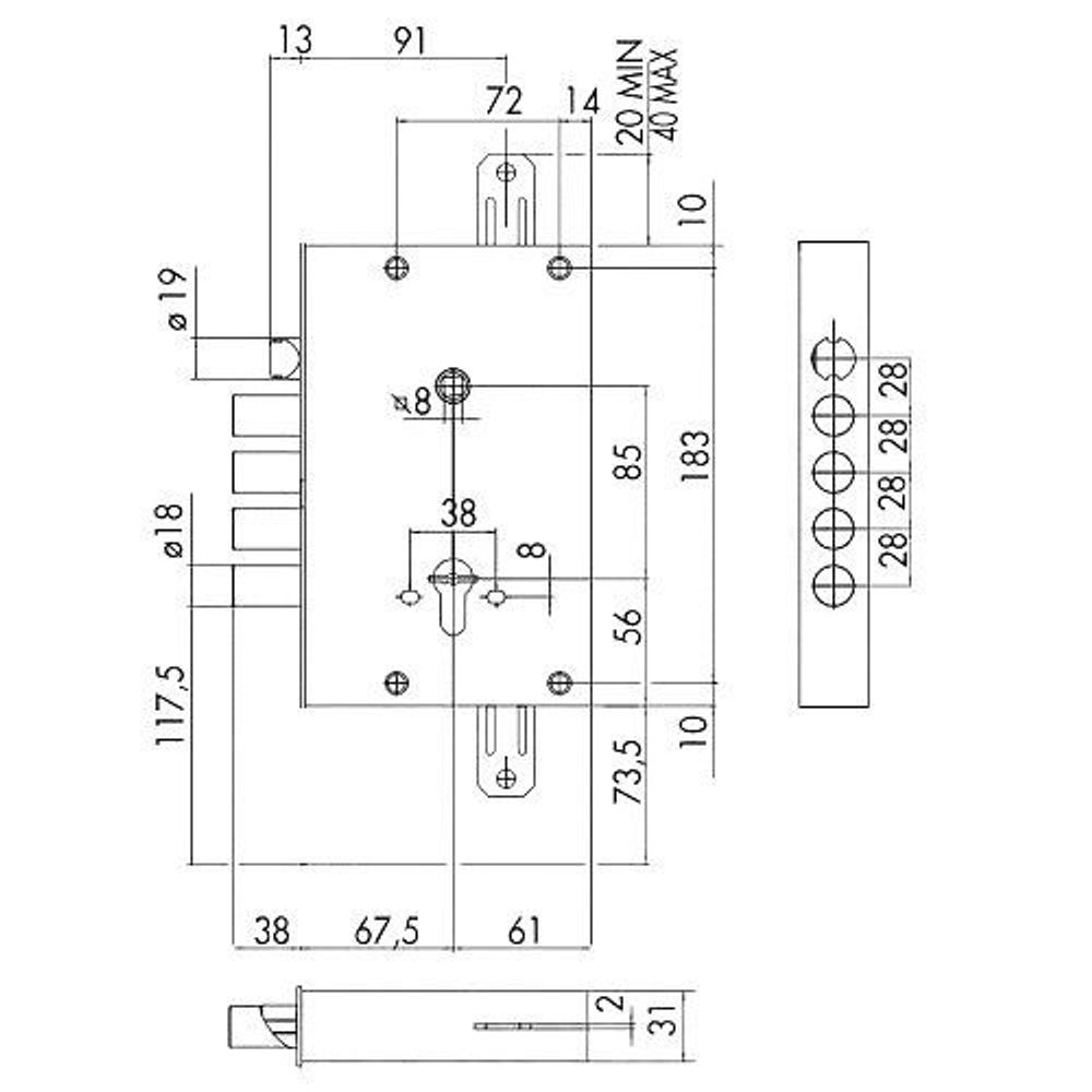 Корпус врезного замка CISA REVOLUTION 56.515.48 /7892/