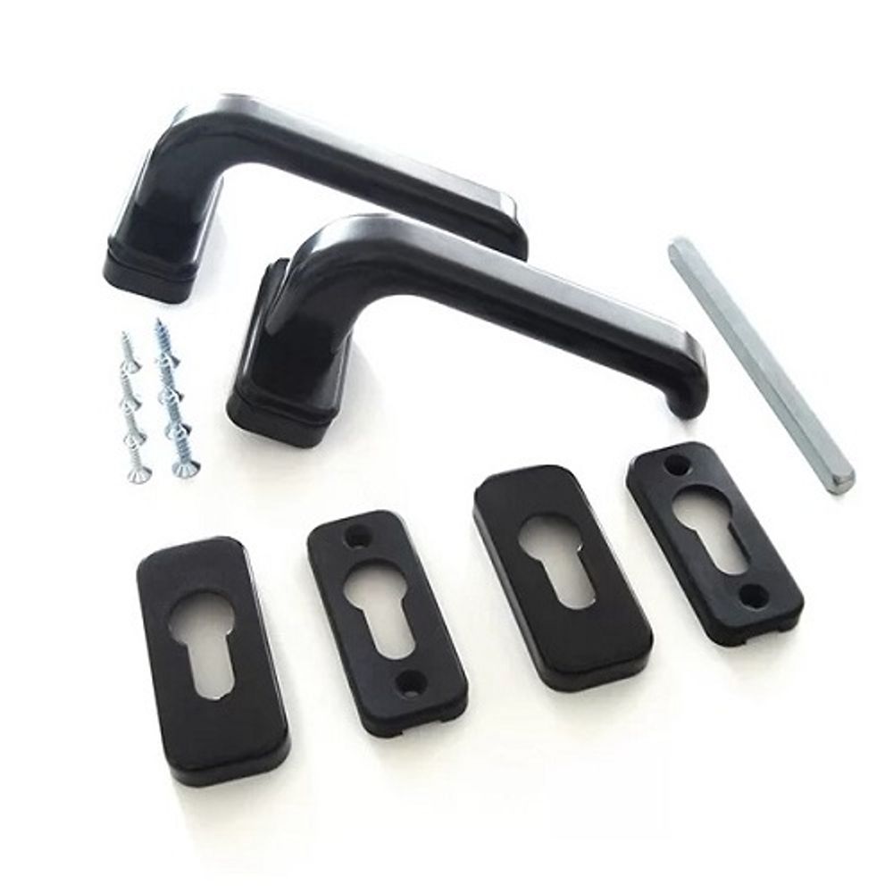 Нажимной гарнитур раздельный Elementis + 2 накладки на цилиндр черный