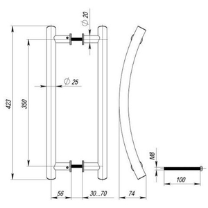 Ручка-скоба FUARO PH-24-25/350-INOX нержавейка 304 /35833/