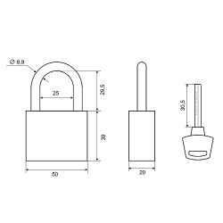 Замок навесной PALLADIUM 302B-50