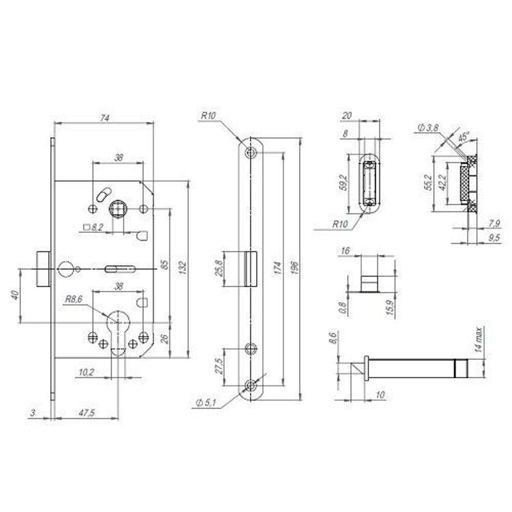 Замок магнитный PUNTO ML85-50 WH белый /43061/