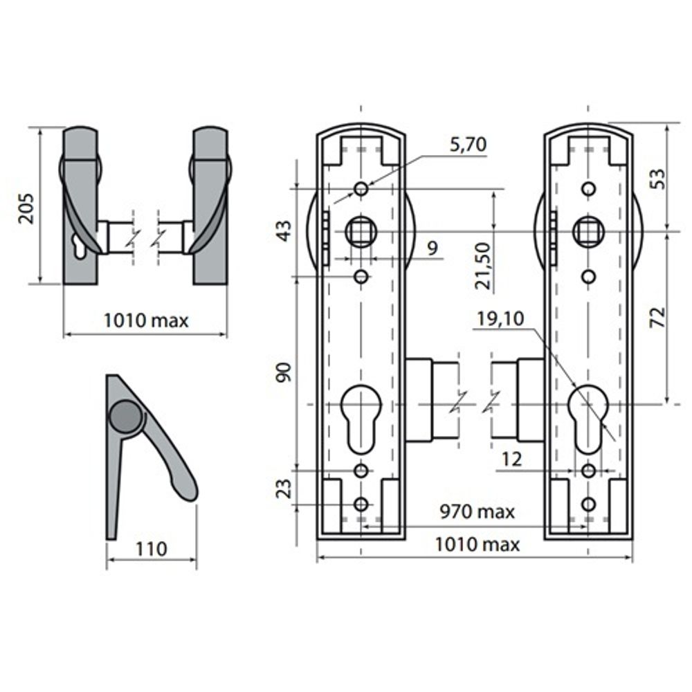 Ручка-штанга нажимная APECS PB-1300A-Panic-BL/SL