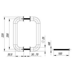 Ручка-скоба FUARO PH-21-25/200-INOX нержавейка 304 /35827/