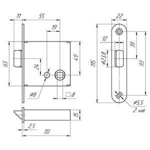 Защелка дверная МЕТТЭМ ЗЩ1-3 П правая