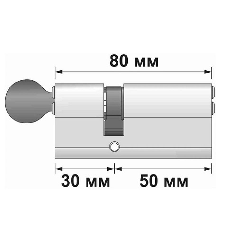 Цилиндровый механизм с вертушкой APECS SM-80 (30C/50)-C NI никель