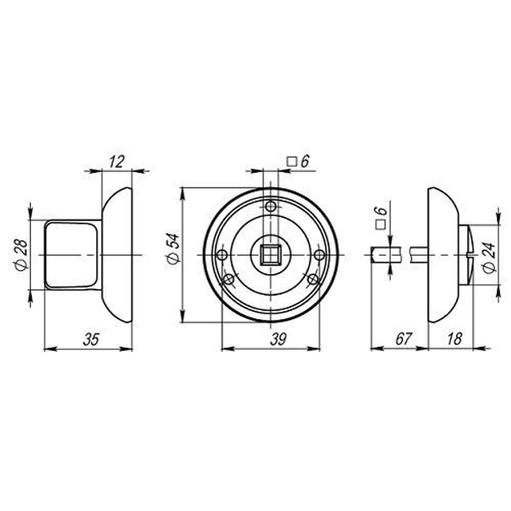 Ручка поворотная ARMADILLO WC-BOLT BK6-1CP-8 хром /15608/