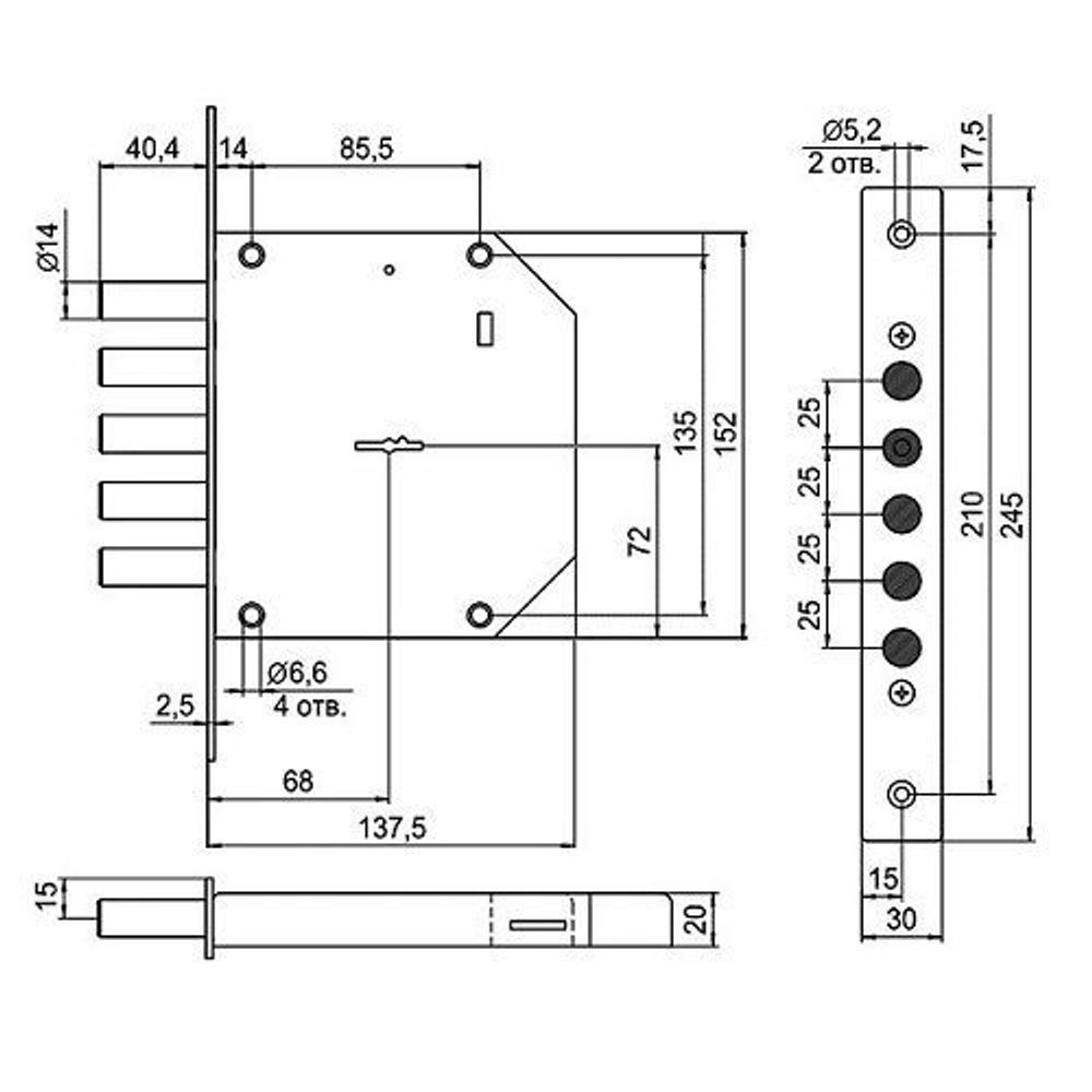 Замок врезной ЭЛЬБОР 1.05.11 Базальт