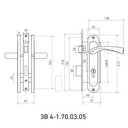 Замок врезной БУЛАТ ЗВ4-1.70.03.05 НОМОС золото