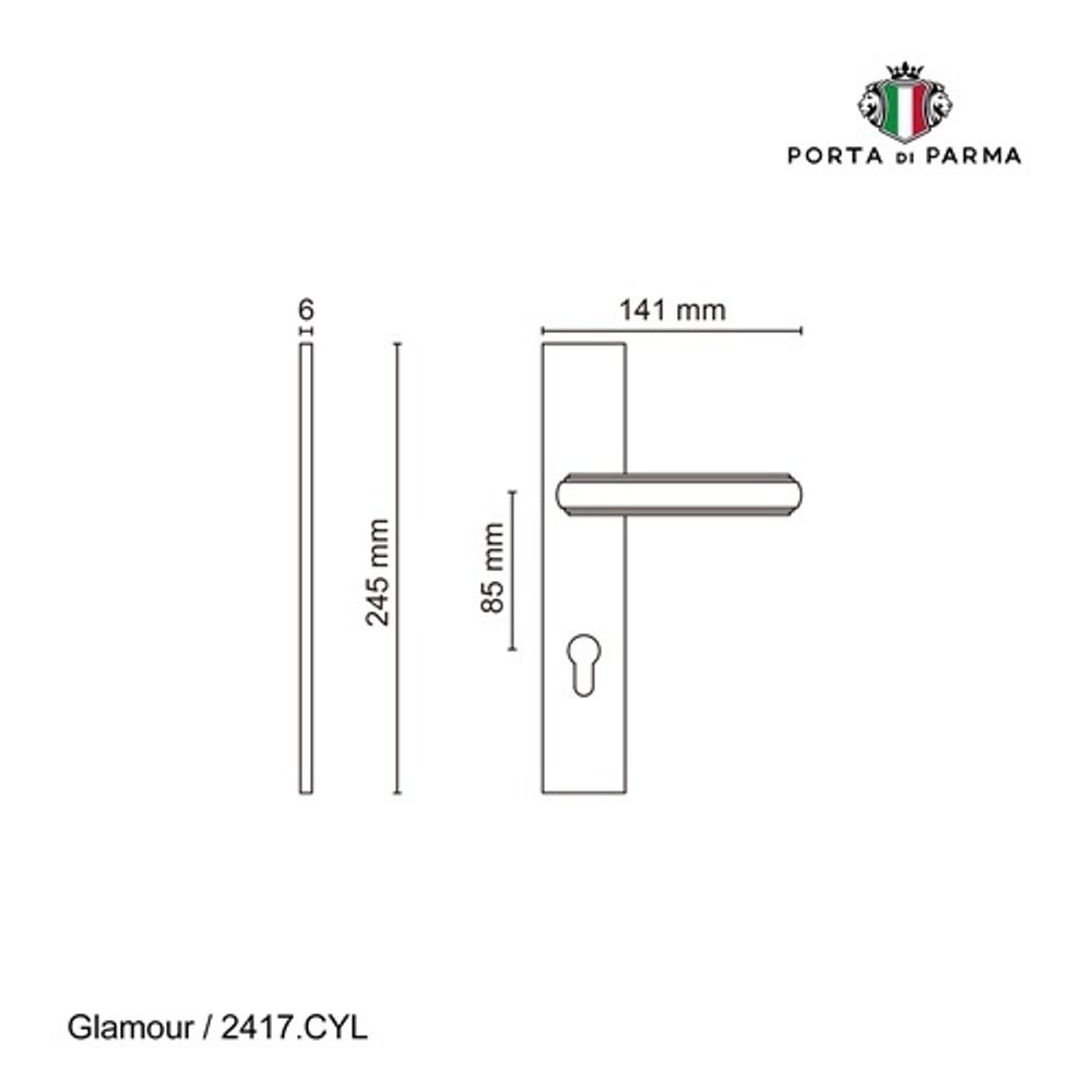 Ручка на планке PORTA DI PARMA Glamour CYL SN мат. никель