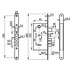 Замок врезной ПРОСАМ 88012 ЗВ9-8.3/15 медь (5кл.) правый