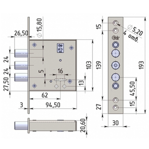 Замок врезной КРИТ-М ЗВ-А10-Хп хром 4кл.