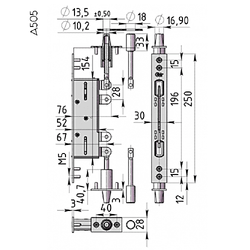 Запорный механизм доп. створки КРИТ-М А505 Хп хром