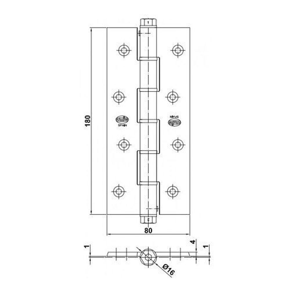Петля пружинная одинарная Amig 3034-180*80*4 (золото) (1 шт)