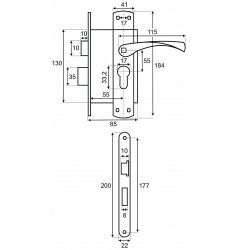 Замок врезной VETTORE 5523-4 CP хром