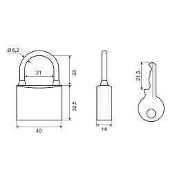 Замок навесной PALLADIUM 301B-40