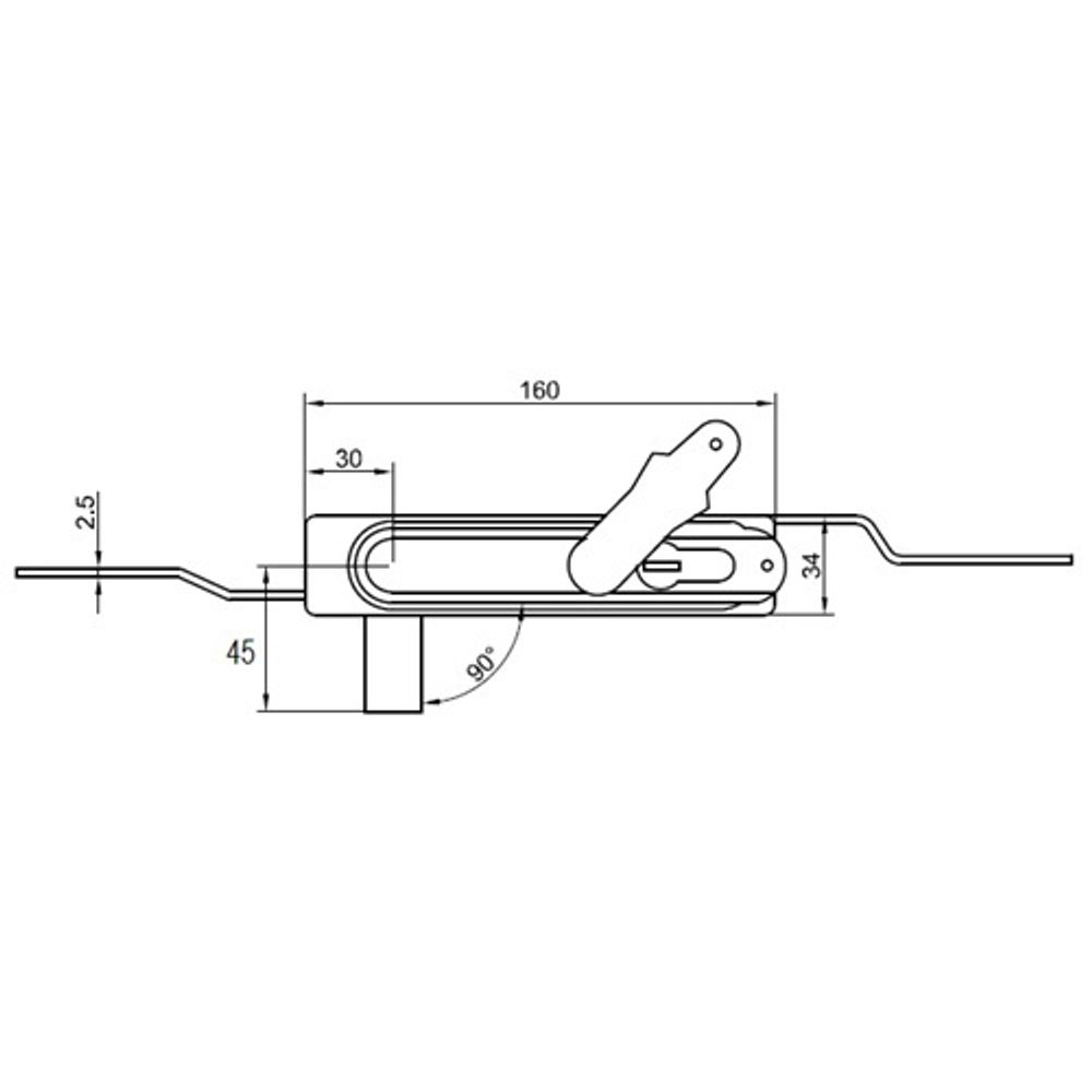 Замок мебельный MS-1925-3KD/P ригель изогнутый
