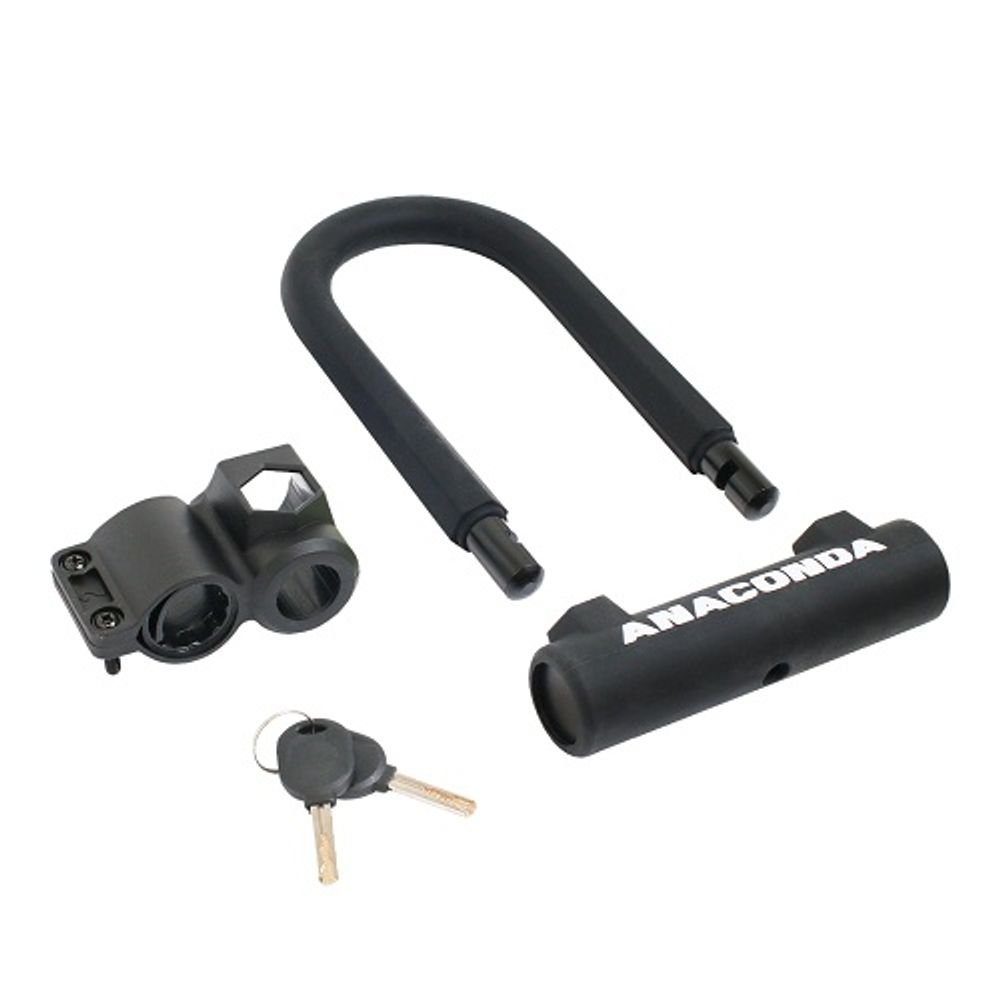 Замок навесной всепогодный АВАНГАРД АНАКОНДА Т608 ЧЕРНЫЙ с креплением на раму (силикон)